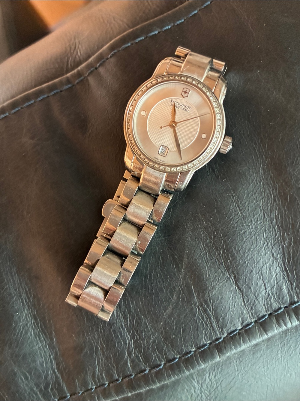 Victorinox Women's Silver-Tone Bracelet Watch with Crystal Bezel